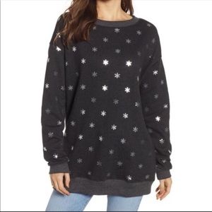 Wildfox oversized metallic snowflake sweatshirt